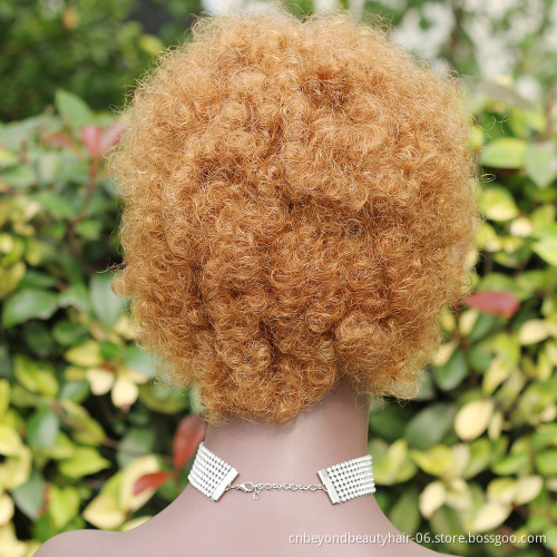 Wholesale Light Brown Short Pixie Cut Wig Human Hair Wigs Kinky Curl Human Hair Wigs Peruvian Hair